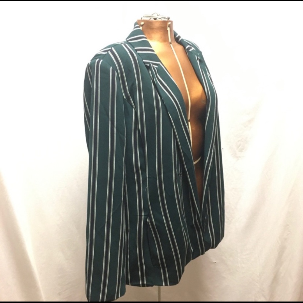 Green and Navy Striped Blazer Charolette Russe NEW
